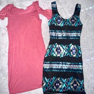 Charlotte Russe Pink and Black Sleeveless Bodycon Mini Dress